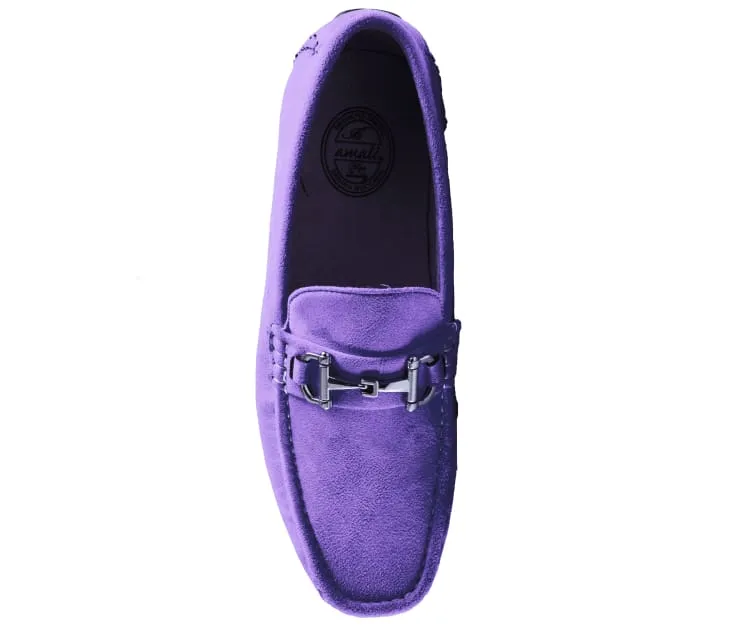 Amali Walken Men's Suede Driving Loafers Lavender Luxe