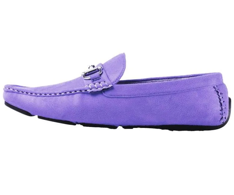 Amali Walken Men's Suede Driving Loafers Lavender Luxe