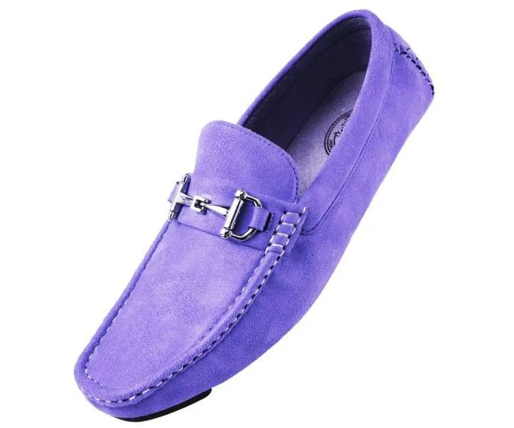Amali Walken Men's Suede Driving Loafers Lavender Luxe