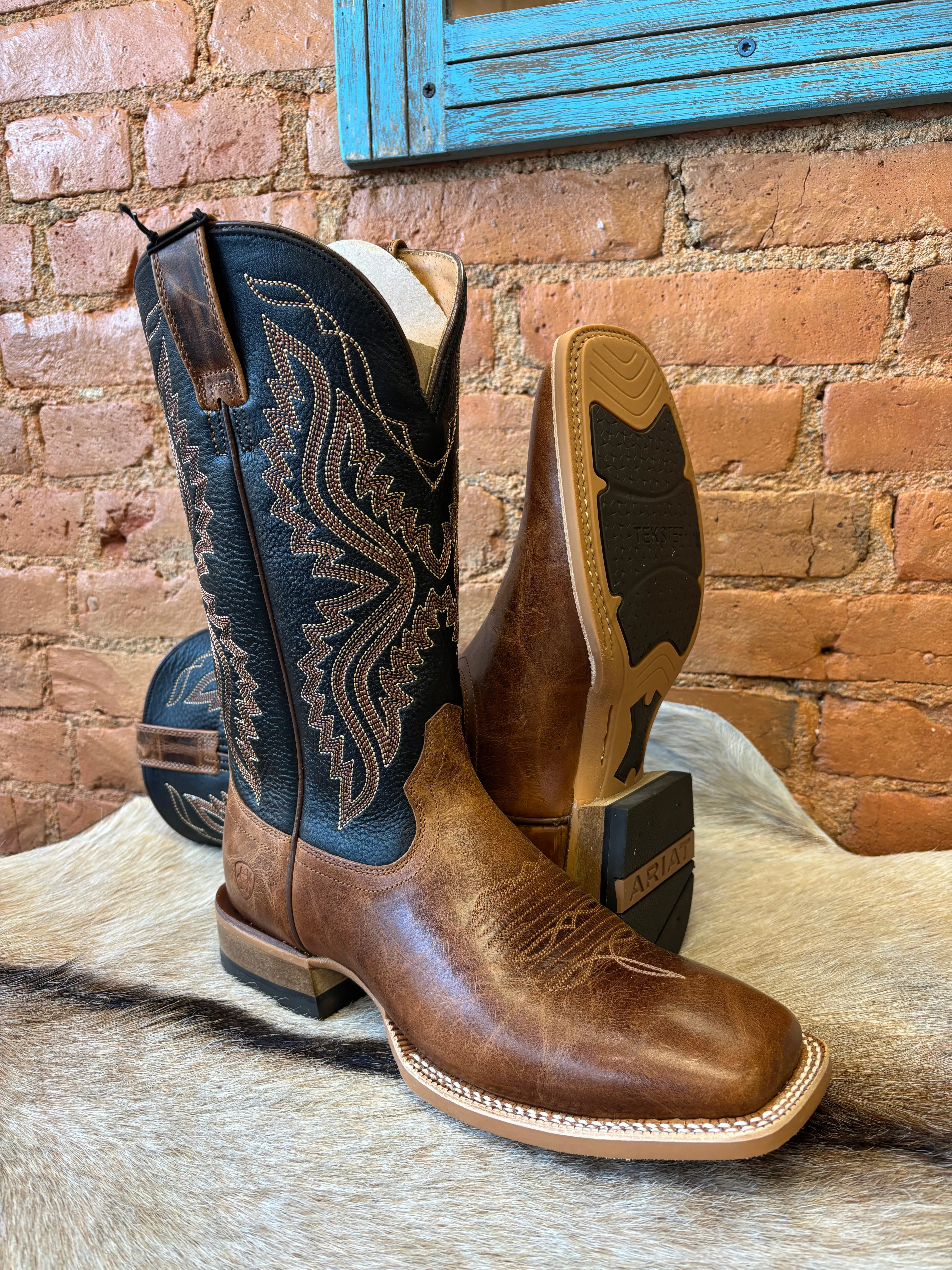 Ariat Men's Dark Deertan & Black Baxter Duratread Wide Square Toe Cowboy Boots 10061237