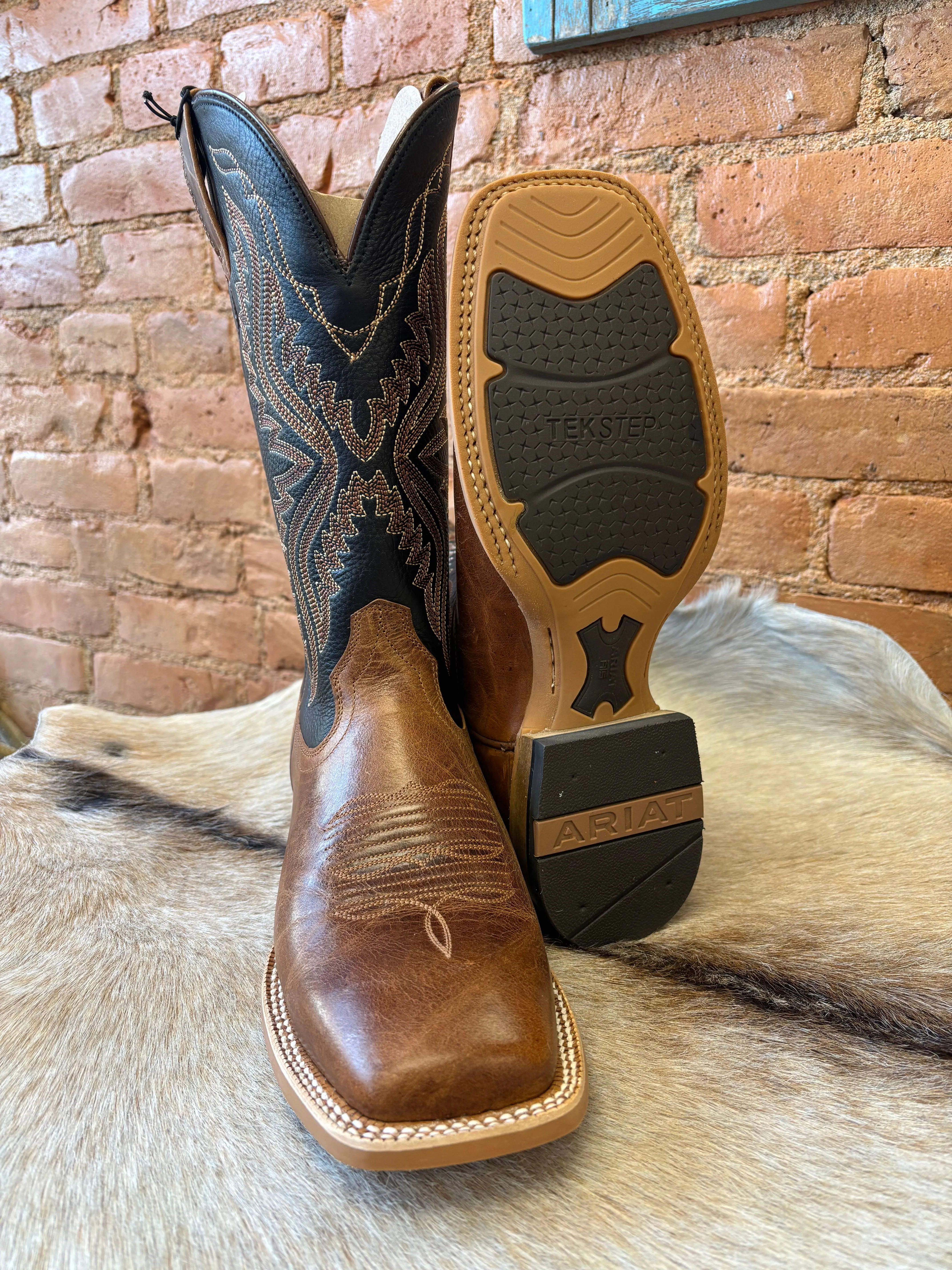 Ariat Men's Dark Deertan & Black Baxter Duratread Wide Square Toe Cowboy Boots 10061237