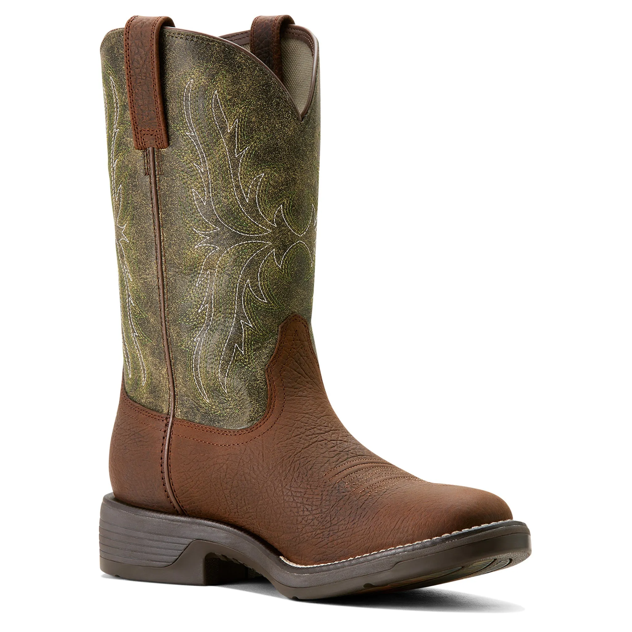 Ariat Men's Ridgeback Round Toe Brown and Green Cowboy Boots
