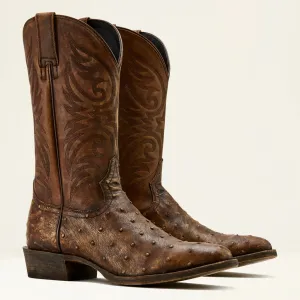 ARIAT MENS VESPER STONEWASH TAN FULL QUILL OSTRICH COWBOY BOOT