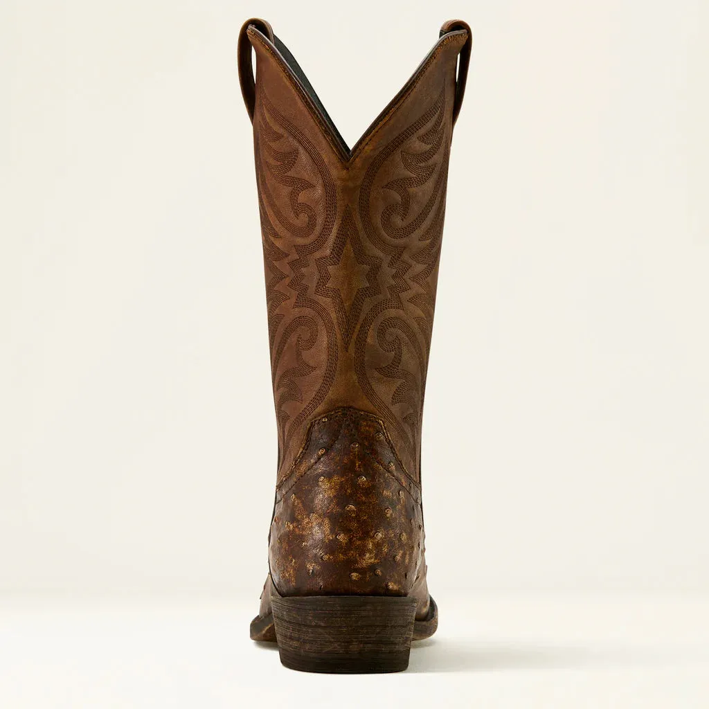 ARIAT MENS VESPER STONEWASH TAN FULL QUILL OSTRICH COWBOY BOOT