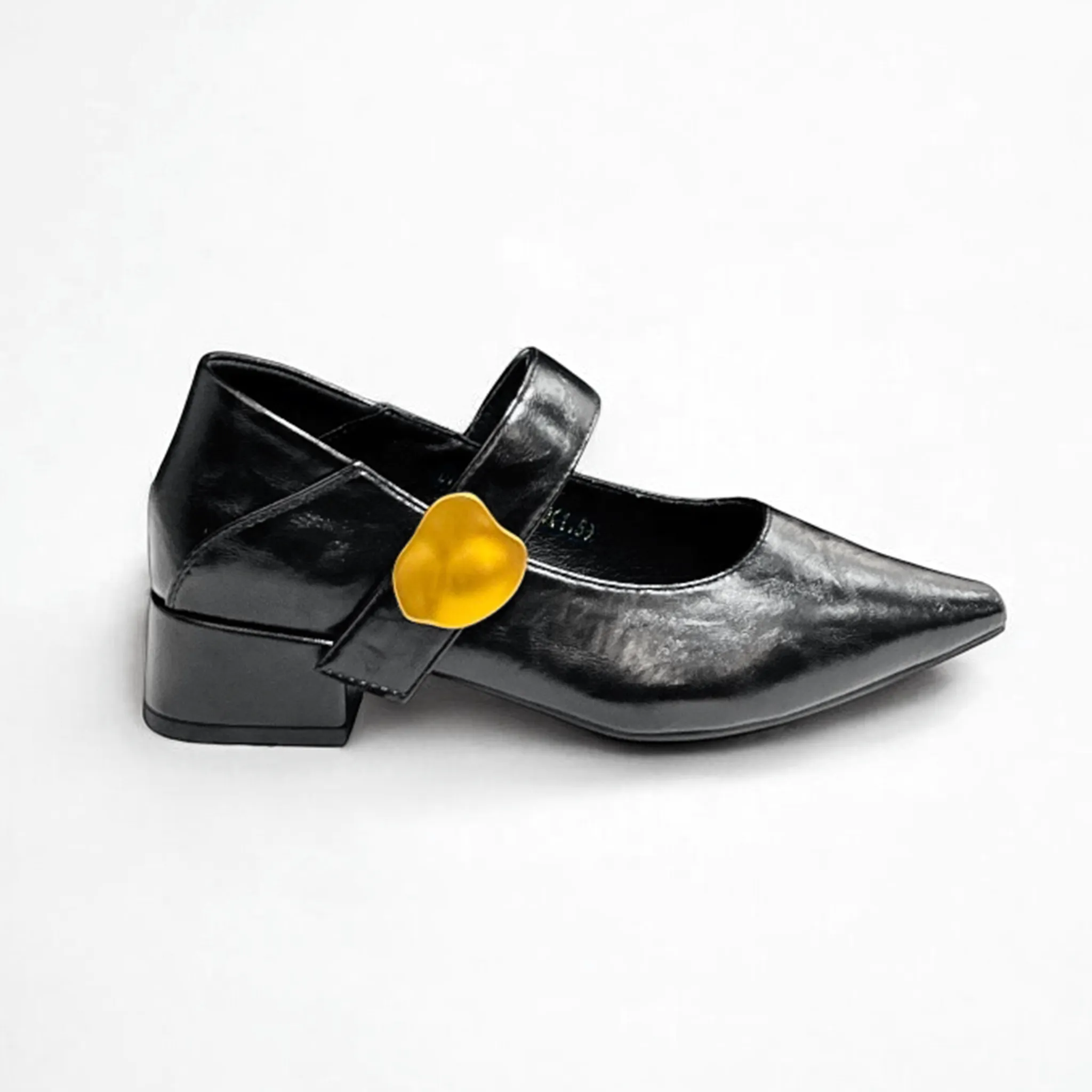 Buckled Pointed-Toe Sheepskin Mary Jane Heels