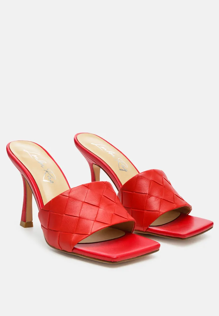 carmen woven strap mid heel sandals