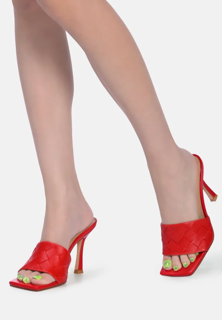 carmen woven strap mid heel sandals