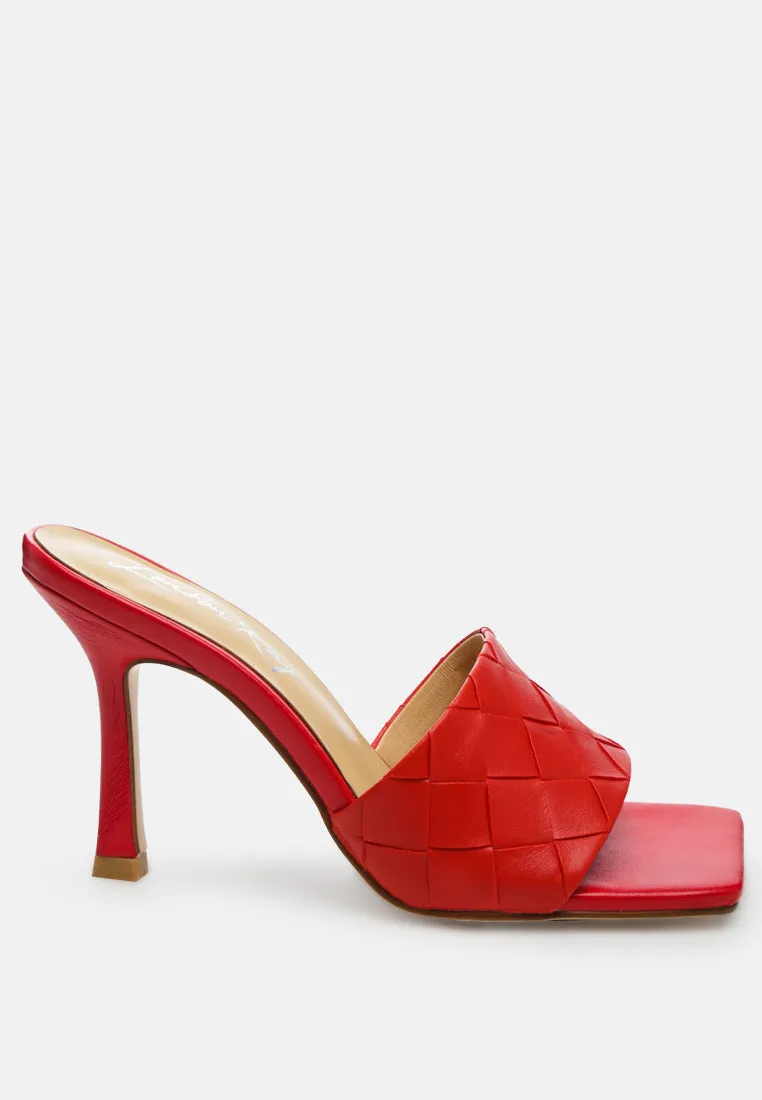 carmen woven strap mid heel sandals