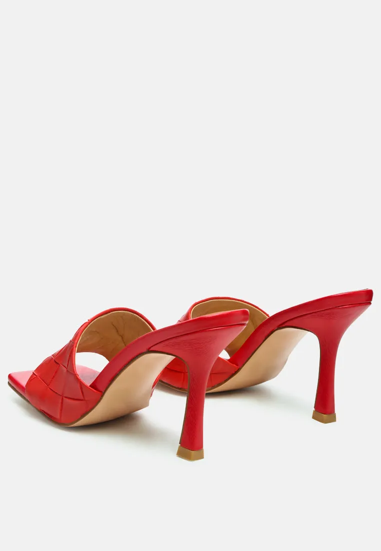 carmen woven strap mid heel sandals