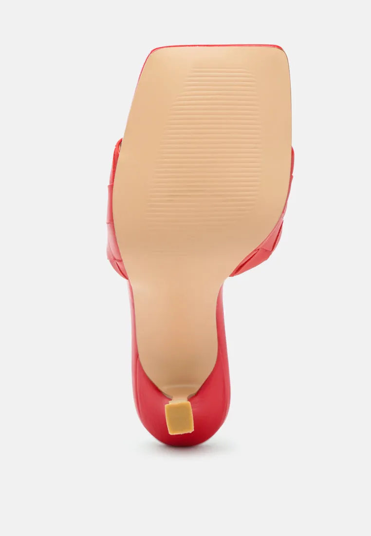 carmen woven strap mid heel sandals
