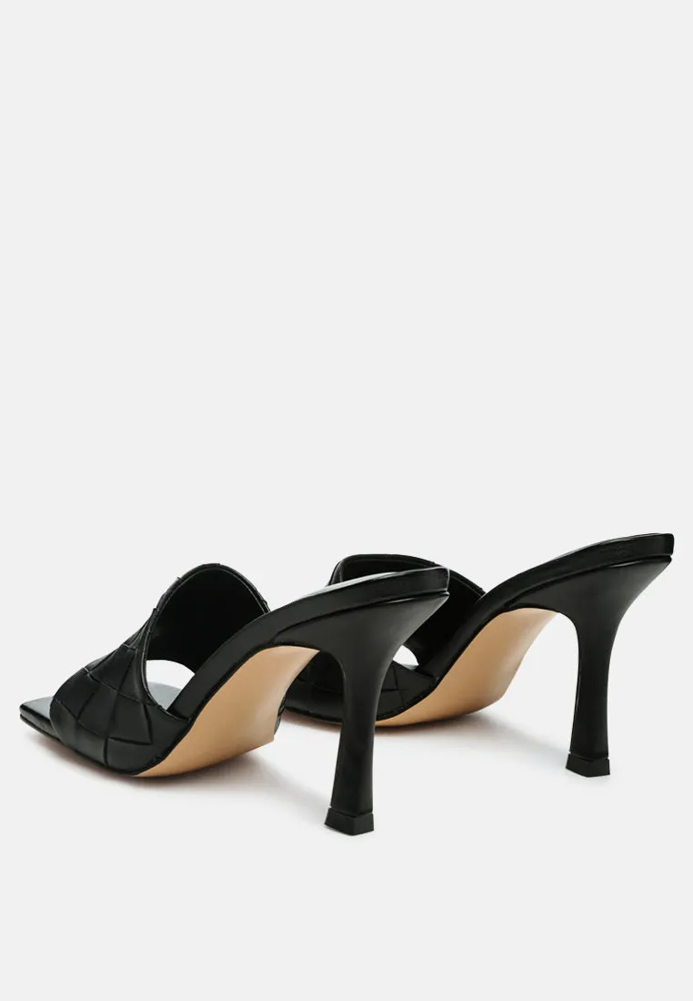 carmen woven strap mid heel sandals