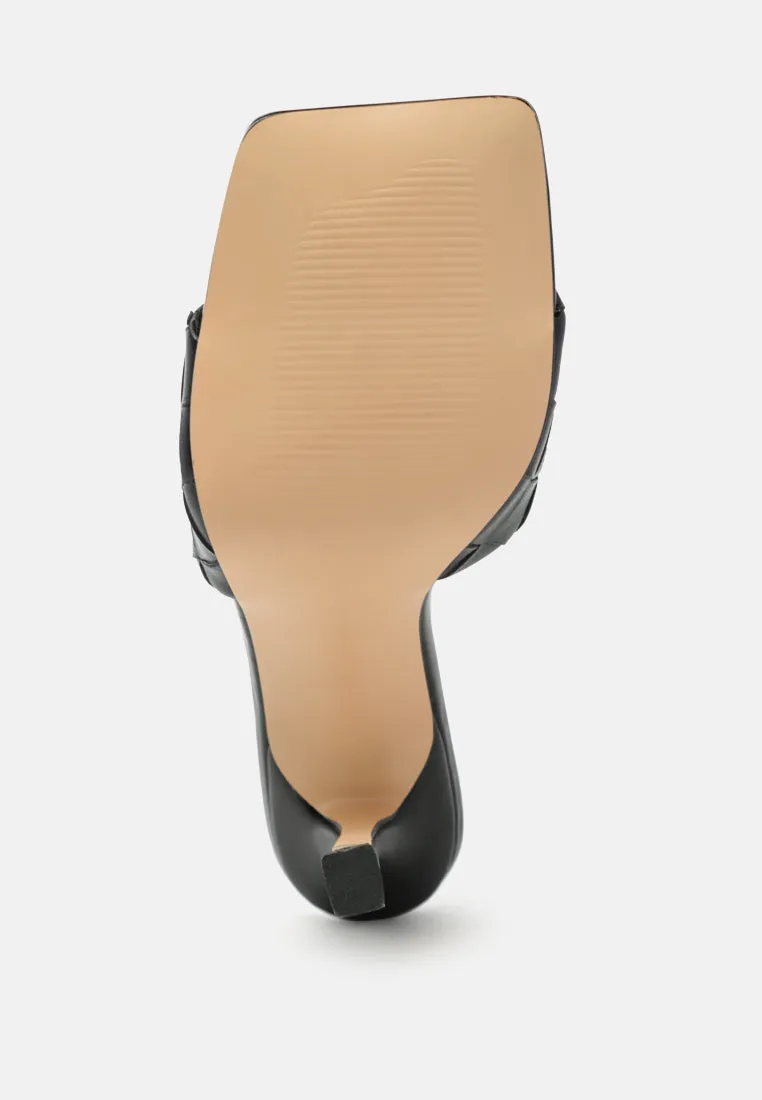 carmen woven strap mid heel sandals