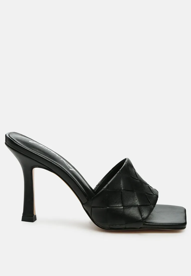 carmen woven strap mid heel sandals