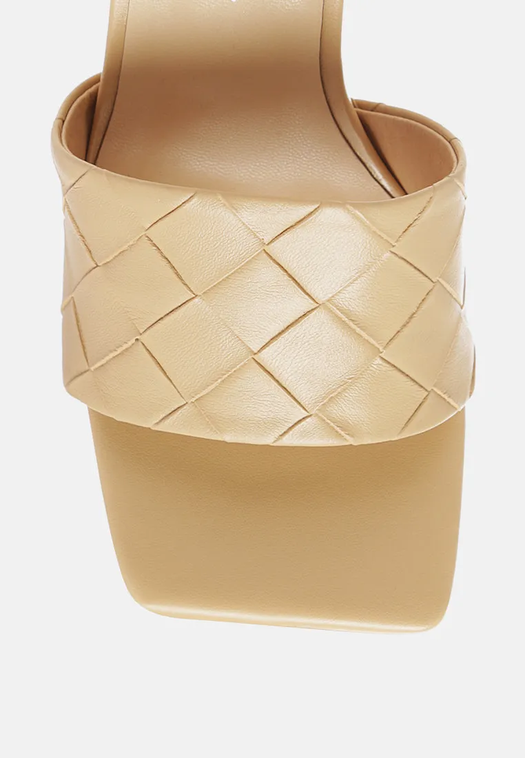 carmen woven strap mid heel sandals