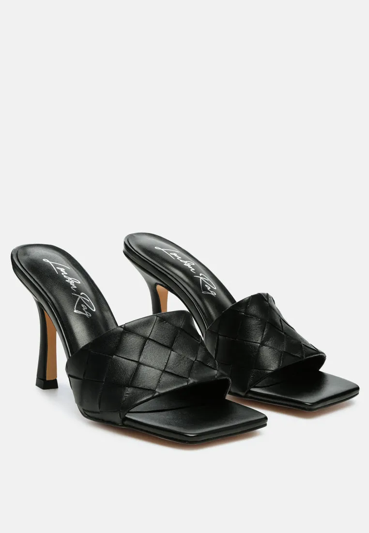 carmen woven strap mid heel sandals