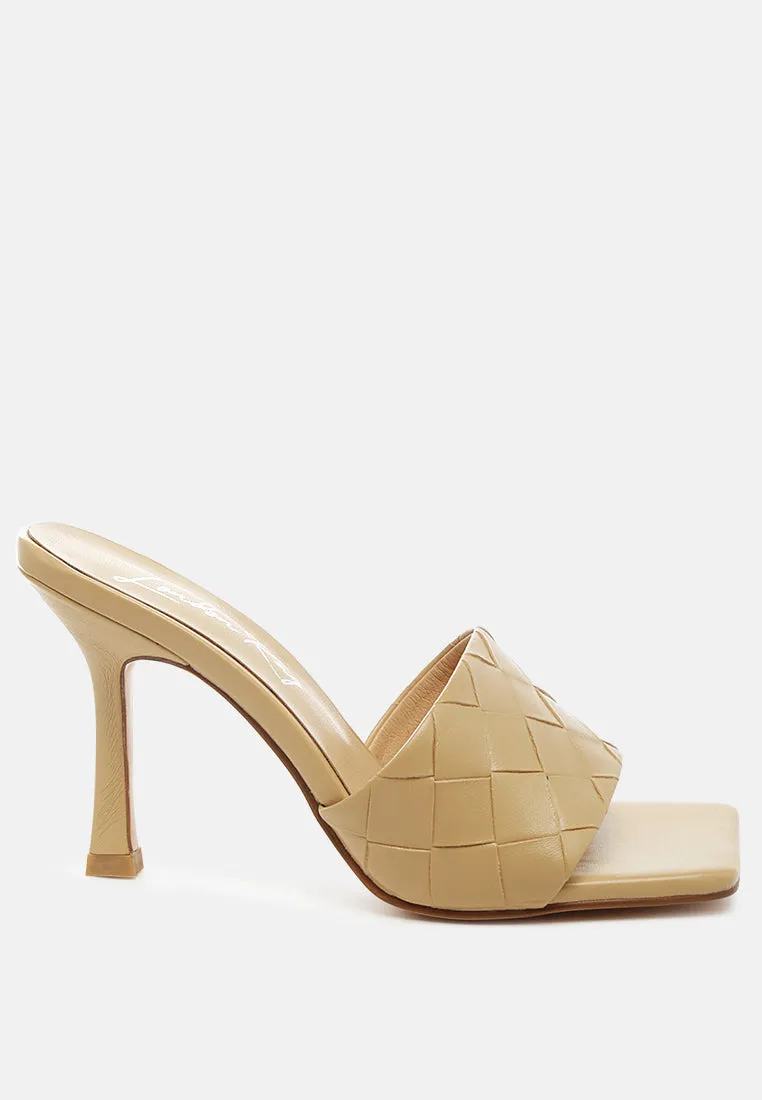 carmen woven strap mid heel sandals