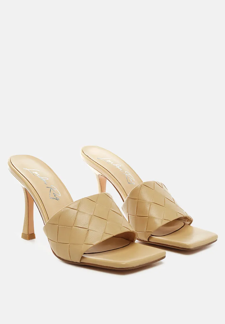 carmen woven strap mid heel sandals