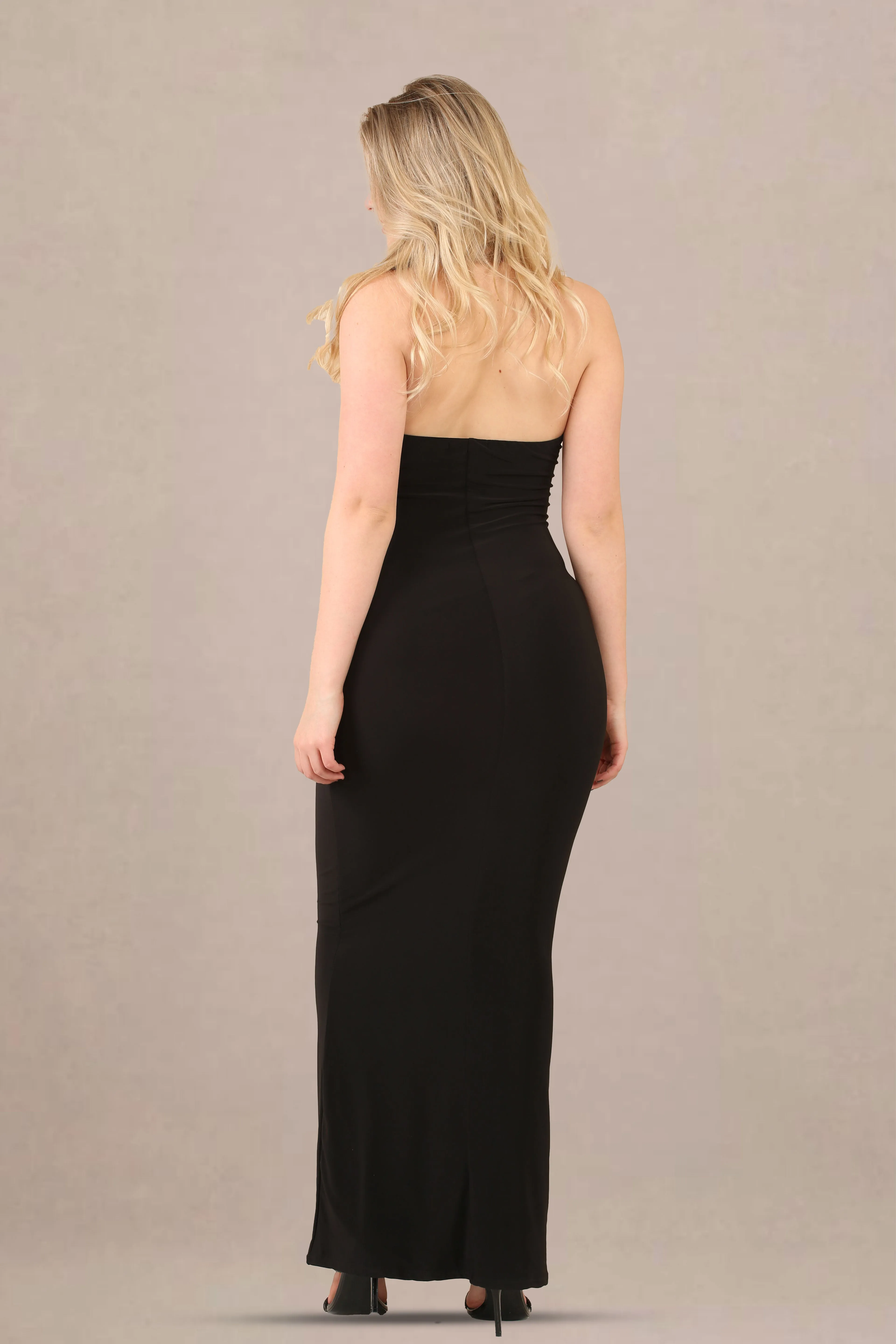 Classic Elegance: The Black Slinky Bandeau Maxi Dress