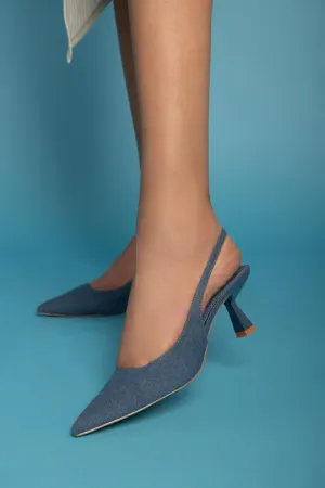 Elegance Slingback Heels - Dark Blue