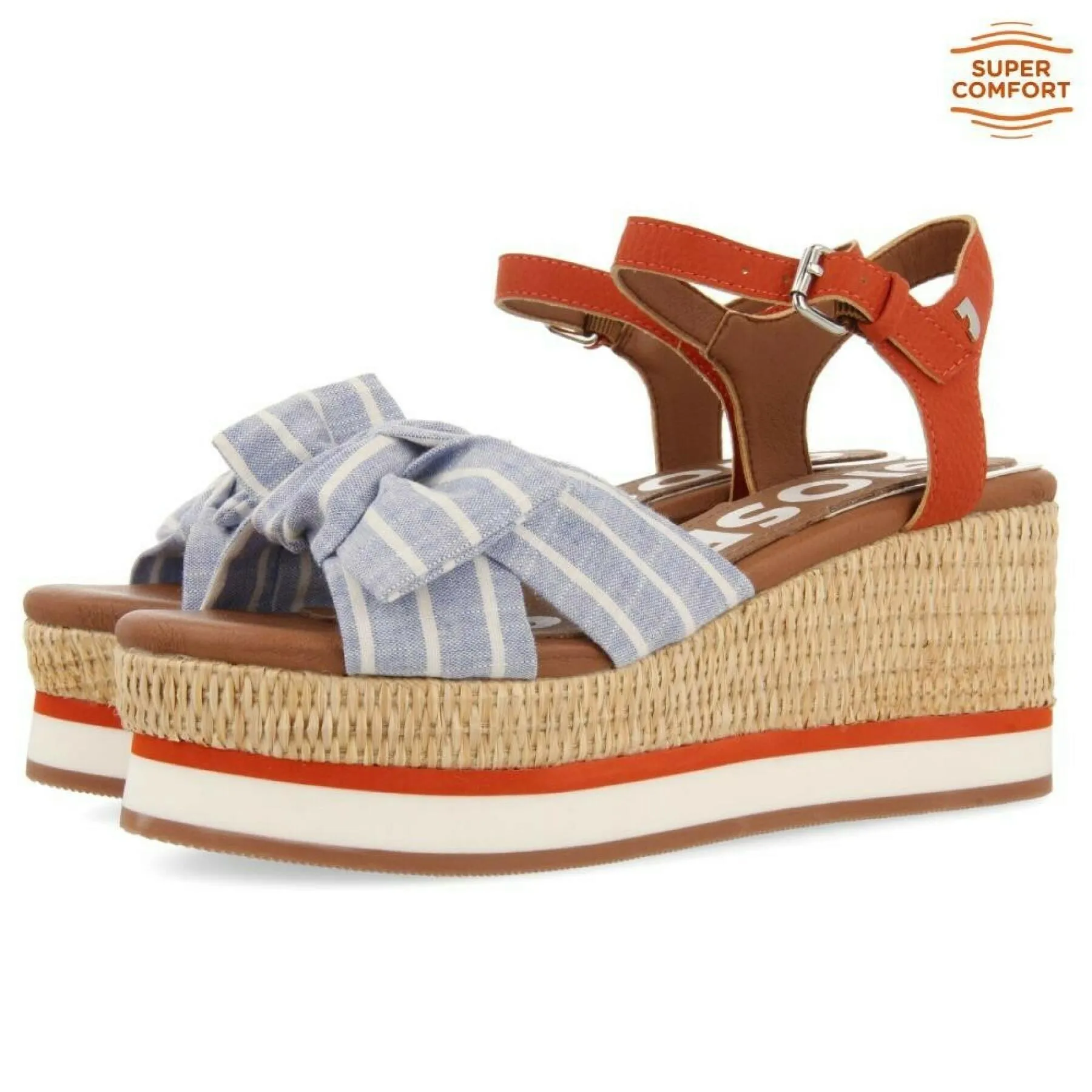 GIOSEPPO BLUE WEDGE SANDALS WITH LAYOUT DETAILS FOR WOMEN IVORA
