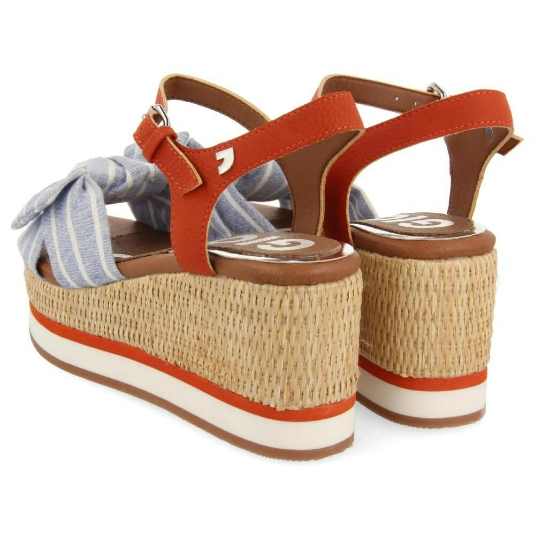 GIOSEPPO BLUE WEDGE SANDALS WITH LAYOUT DETAILS FOR WOMEN IVORA