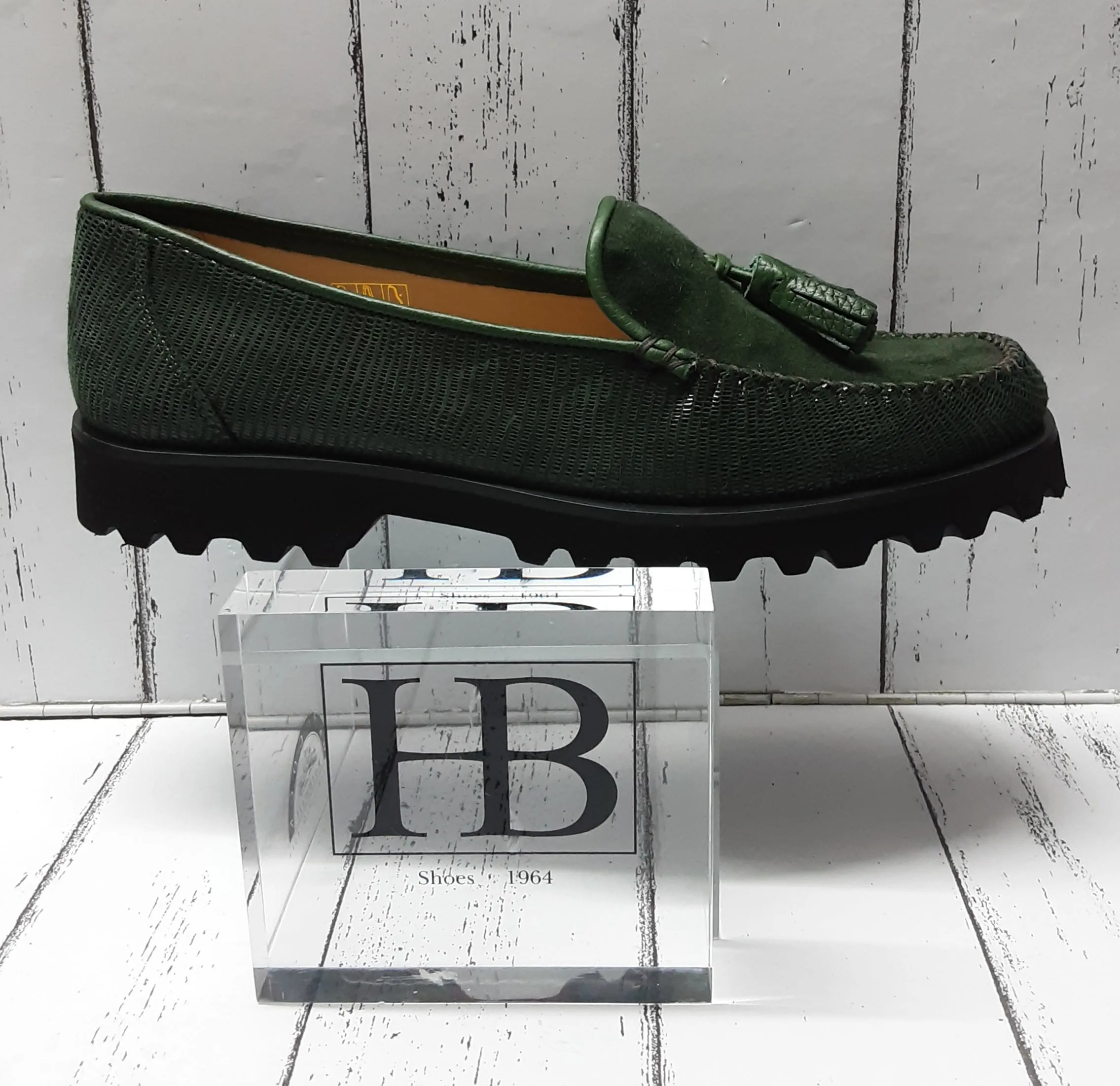 HB Italia - 544 - LOAFER - FOREST GREEN Varanus Suede Nappa - 7952
