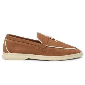Loro Piana Summer Charms Walk Suede Goatskin Mole Loafers