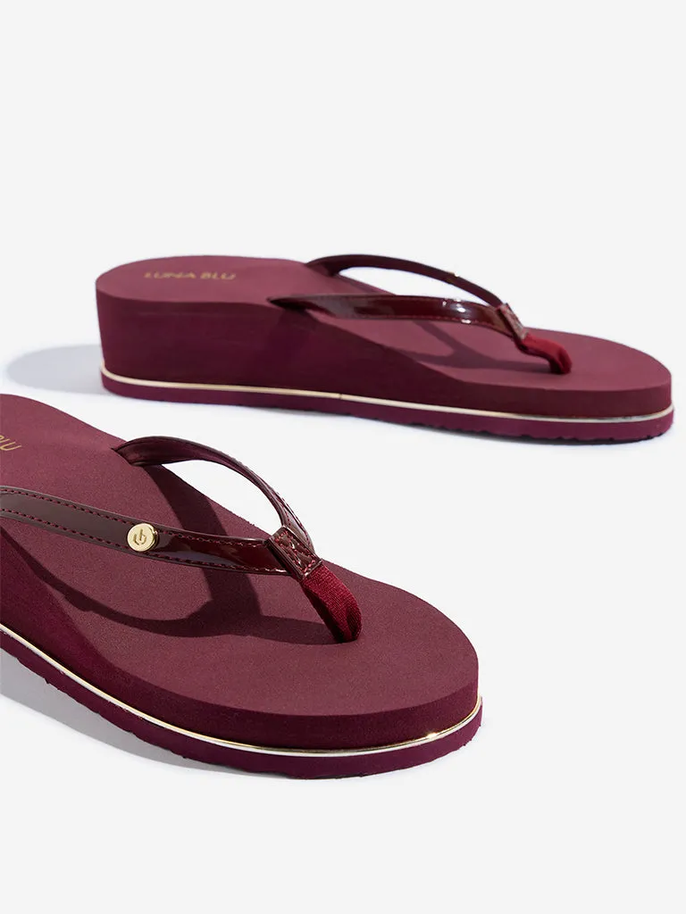 LUNA BLU Burgundy Wedge Flip-Flop