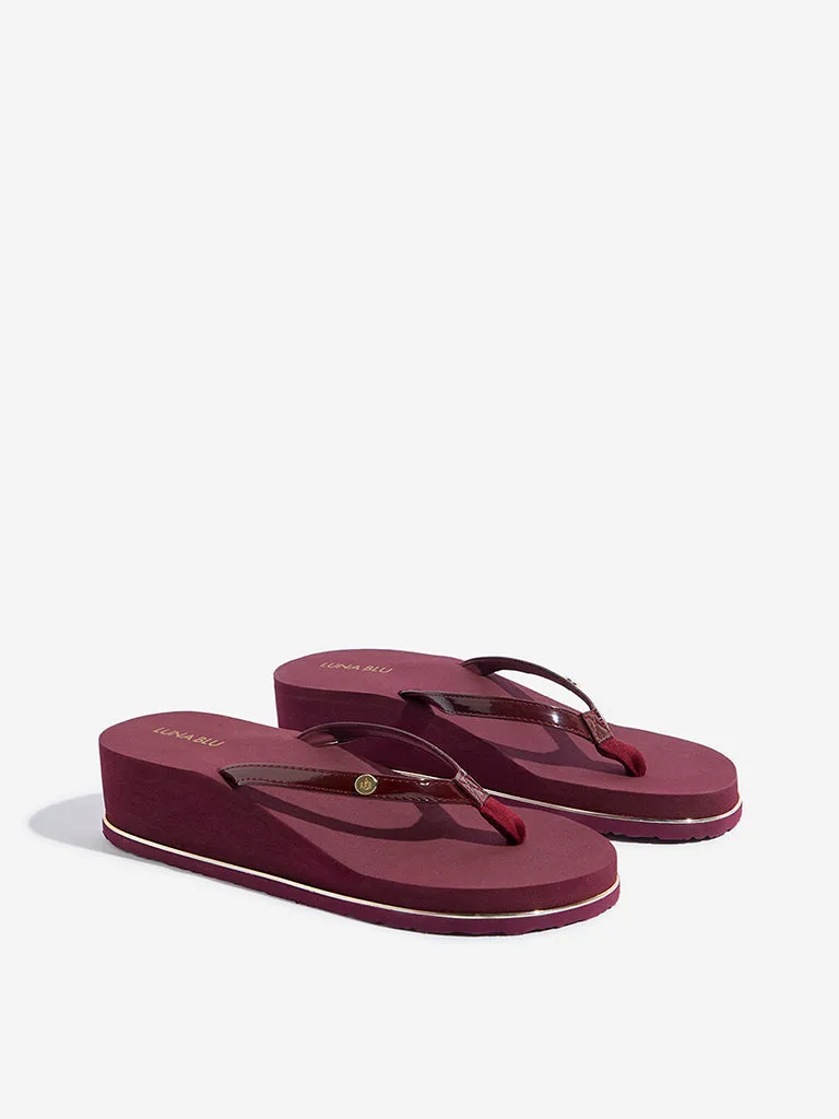 LUNA BLU Burgundy Wedge Flip-Flop