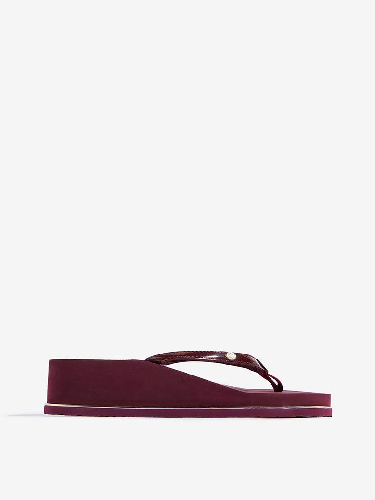 LUNA BLU Burgundy Wedge Flip-Flop
