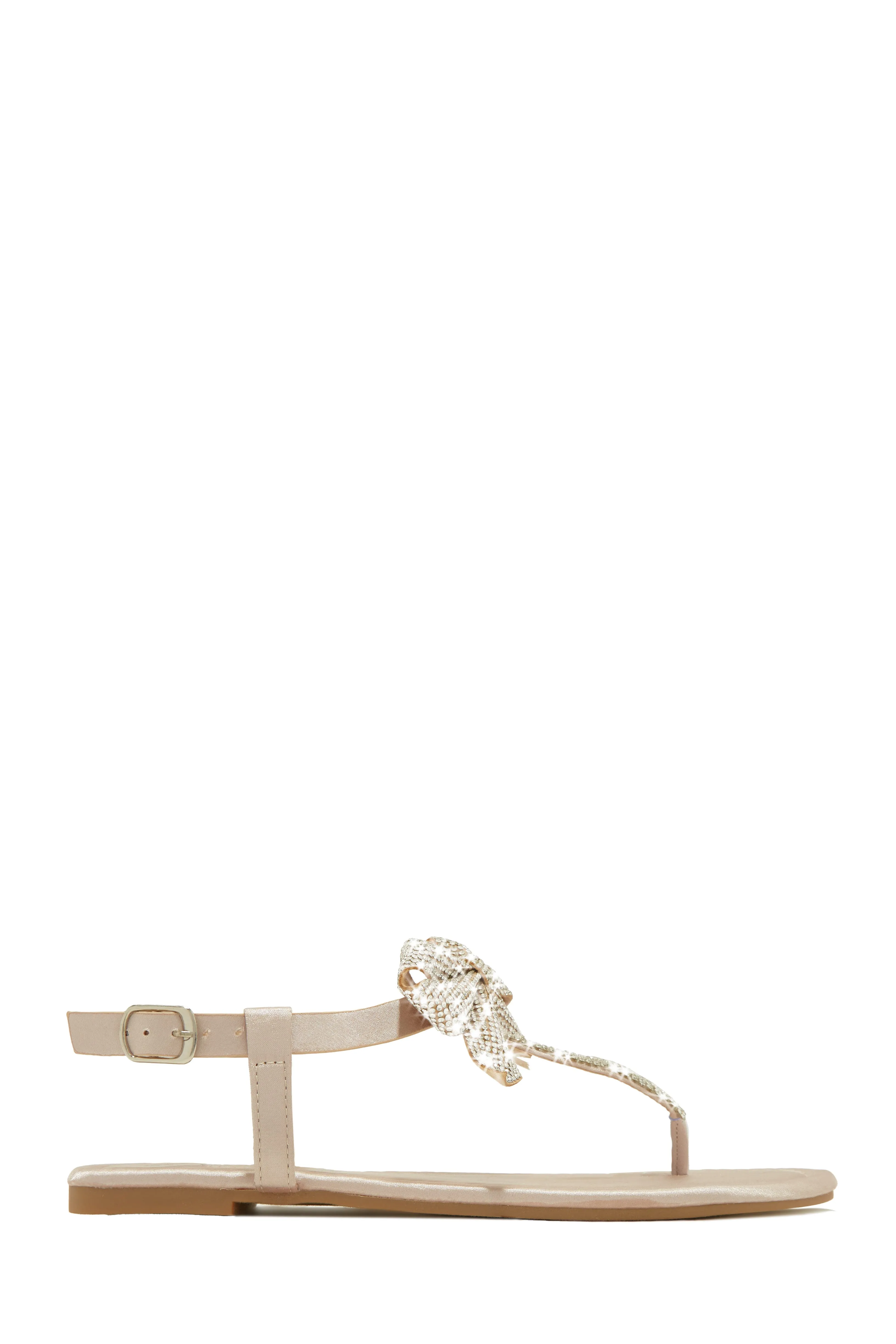 Luxe Sunsets Embellished Thong Strap Sandals - Nude