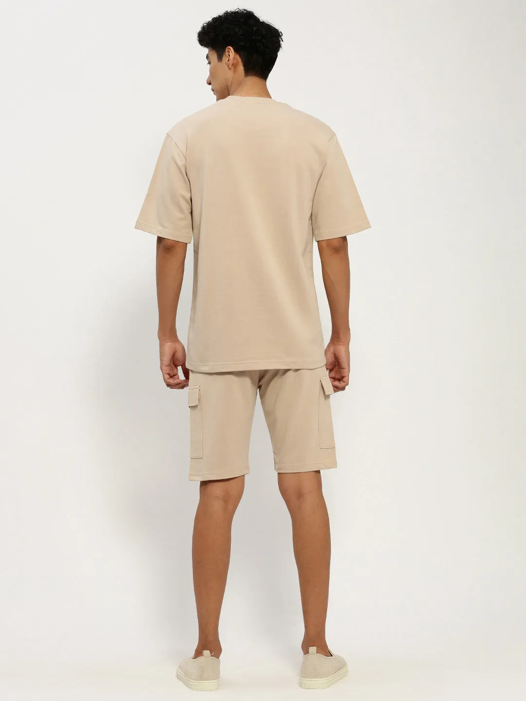 Men Beige Solid Co ordSet