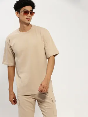 Men Beige Solid Co ordSet
