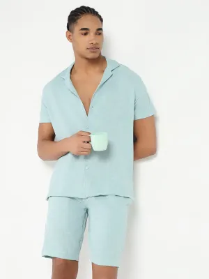 Men Sea Green Solid Co Ords Set