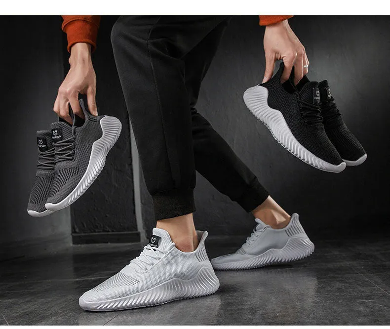 Mesh Men Shoes Breathable White Sneakers Lace-up Lightweight Shoes