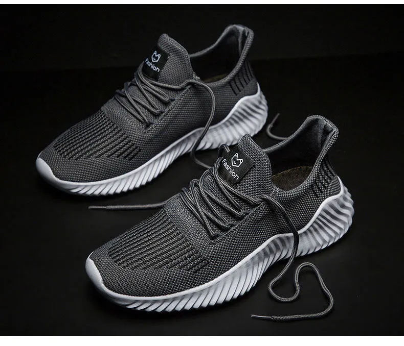 Mesh Men Shoes Breathable White Sneakers Lace-up Lightweight Shoes