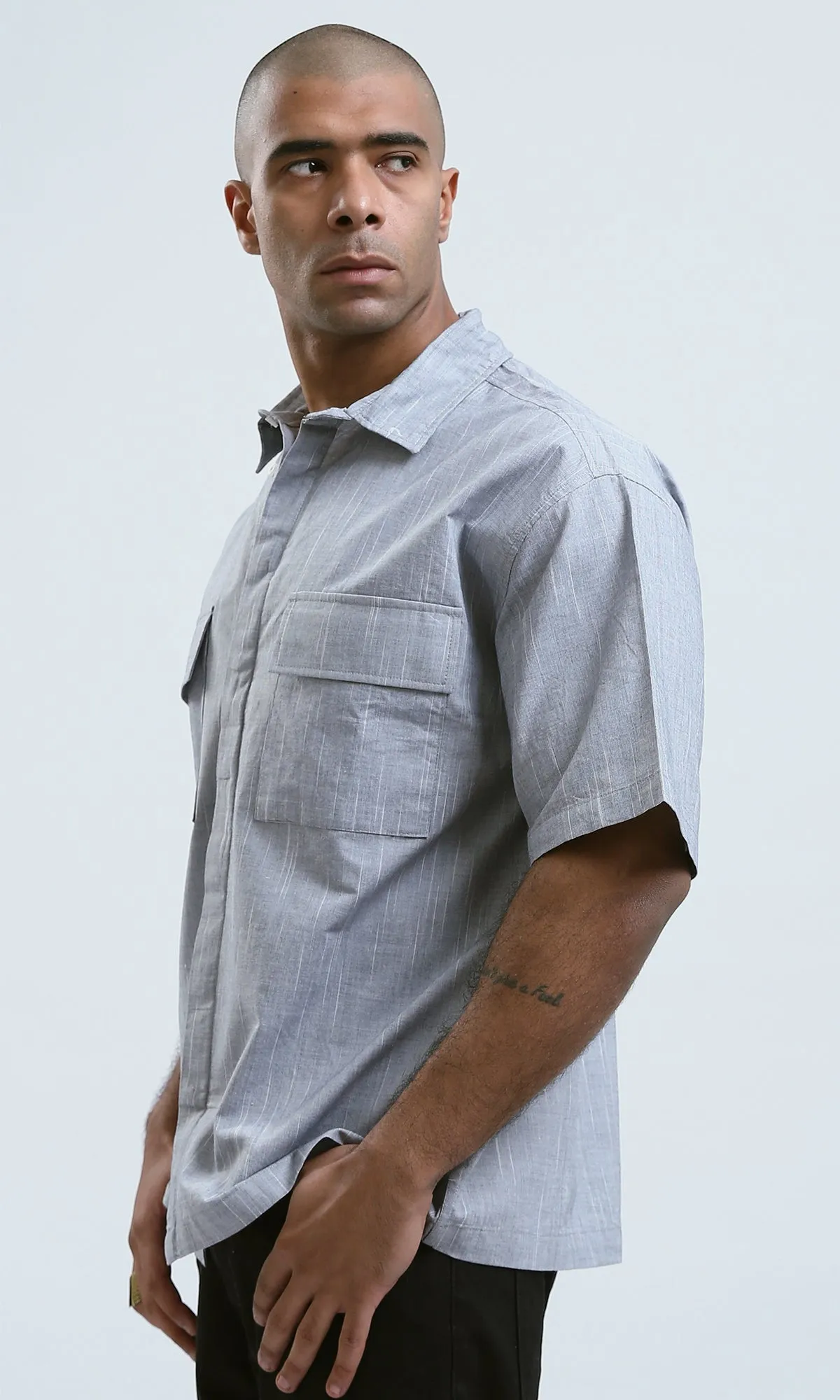 O189620 Heather Grey Elbow Sleeves Comfy Shirt