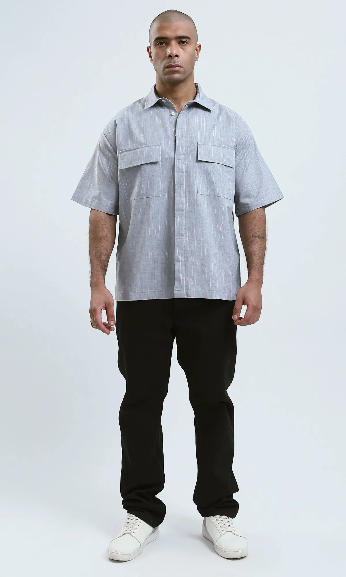 O189620 Heather Grey Elbow Sleeves Comfy Shirt