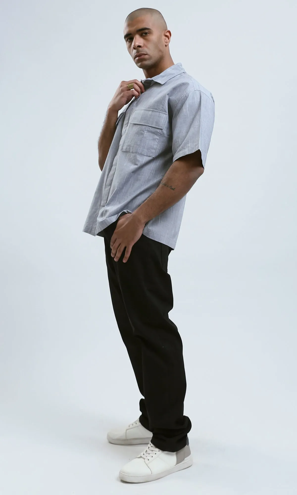 O189620 Heather Grey Elbow Sleeves Comfy Shirt