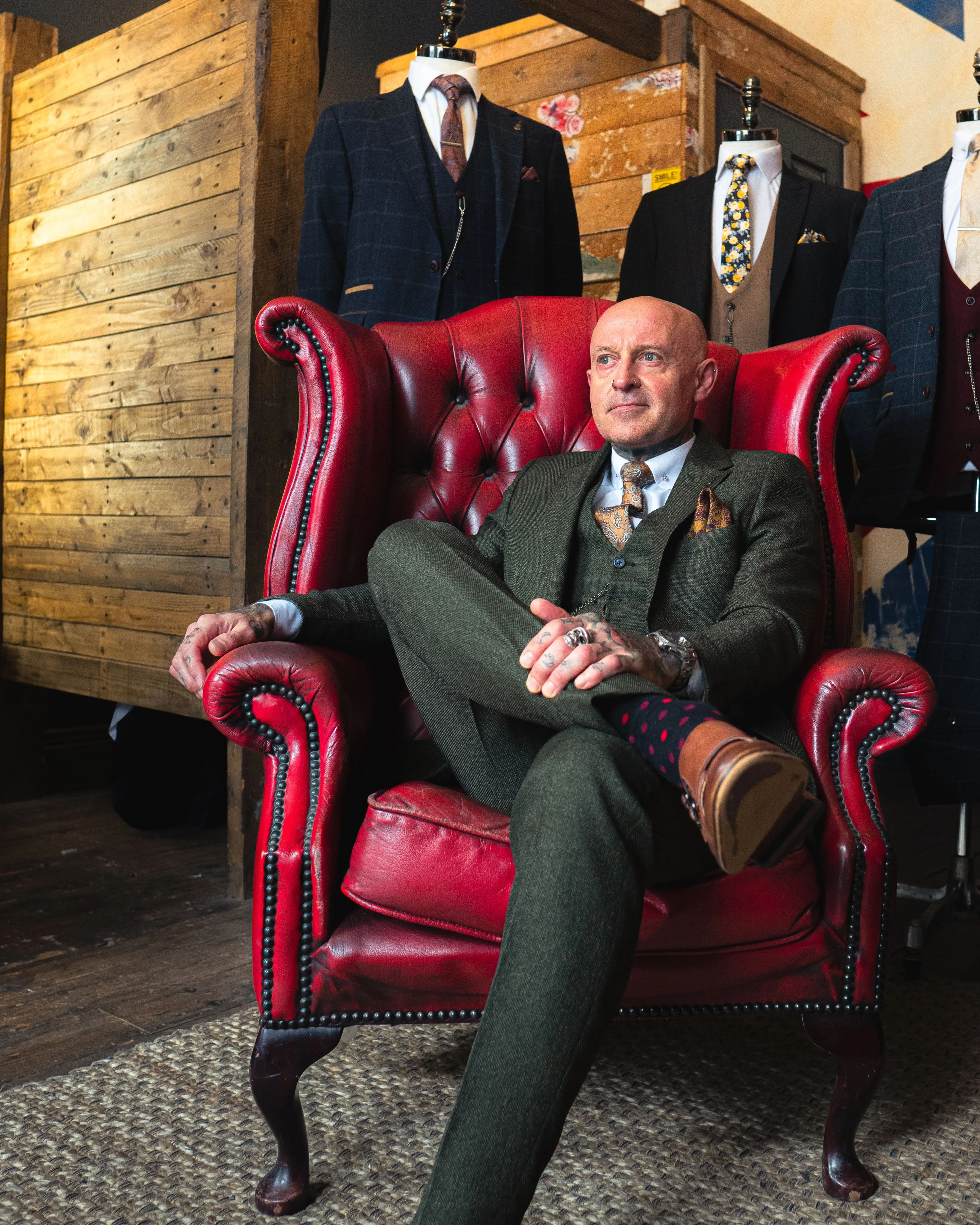 Olive 3 Piece Suit Look