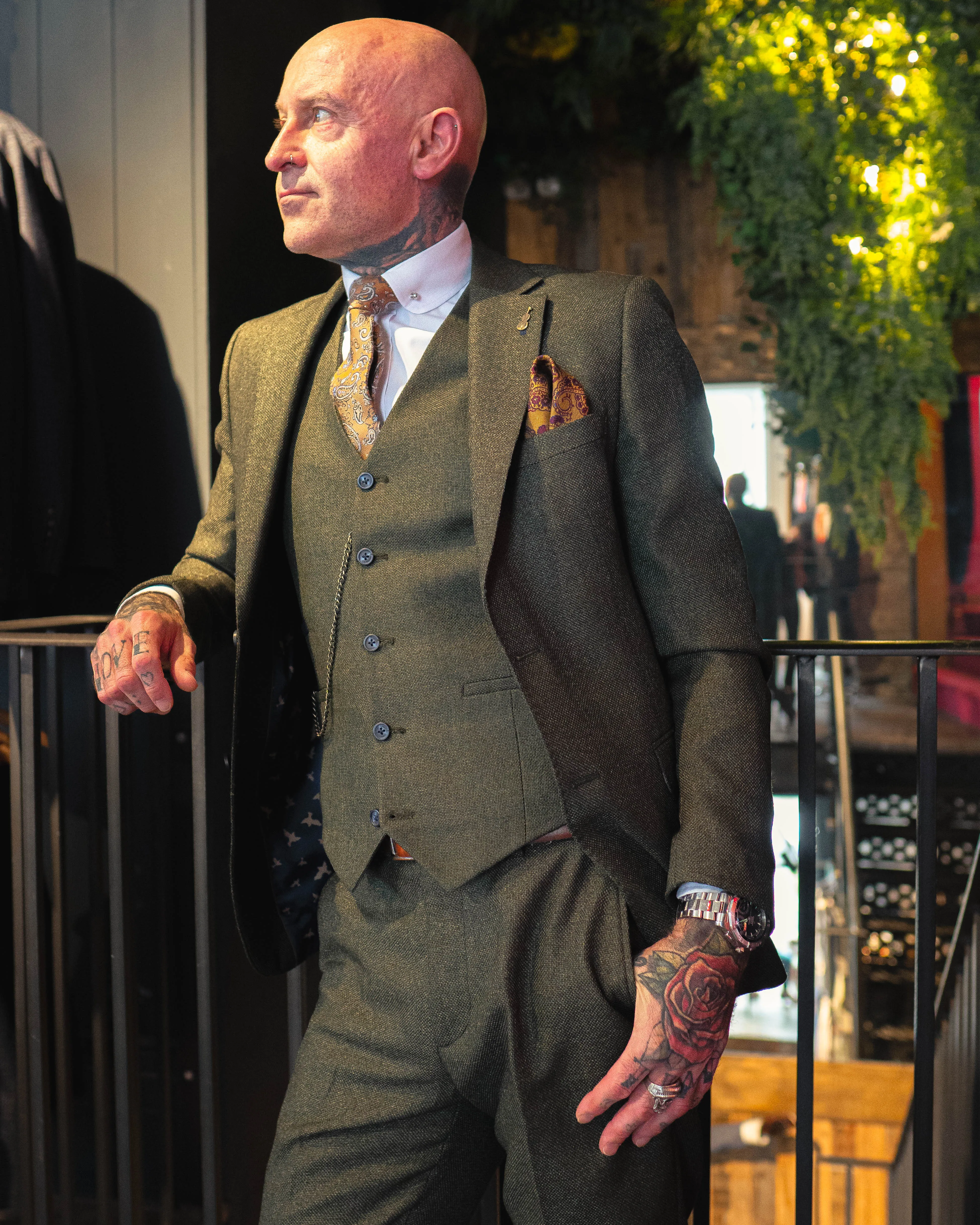 Olive 3 Piece Suit Look