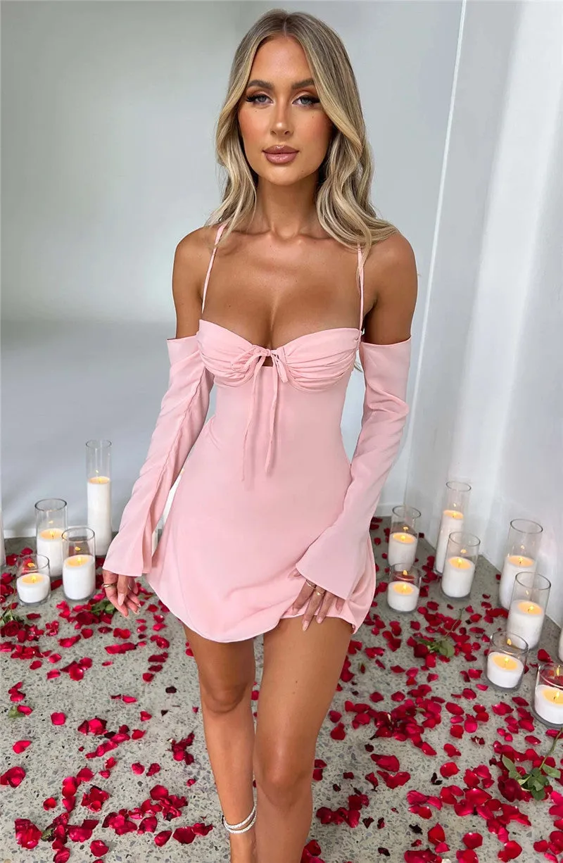 Regina Pleated Bust Lace Up Back Mini Dress