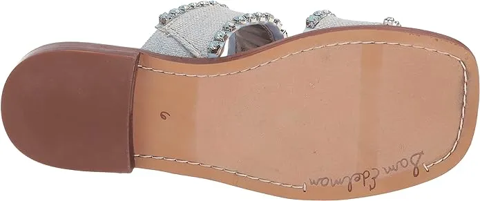 Sam Edelman Hopie Riviera Blue Slip On Squared Open Toe Double Straps Sandals
