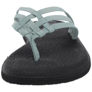 Sanuk Women's Flip Flops - Yoga Salty Sandals Mineral Blue | 1103940-MNRB