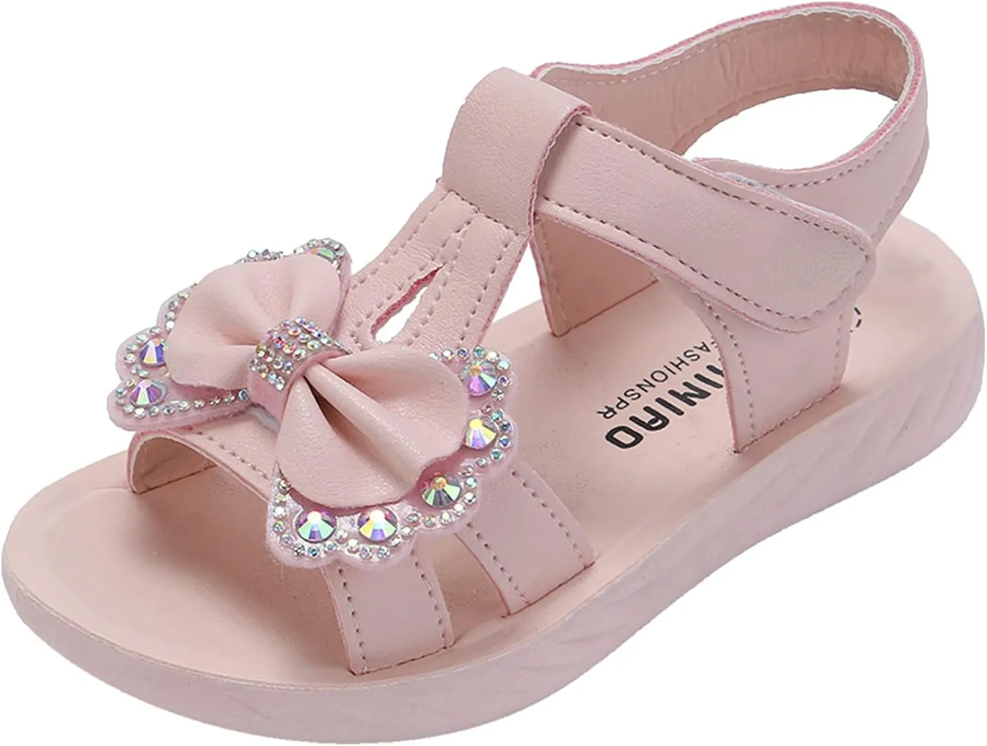 Toddler Children Girls Sandals Bow School Dress Shoes Close Back Round Toe Anti-Slip Platform Flat Sandal