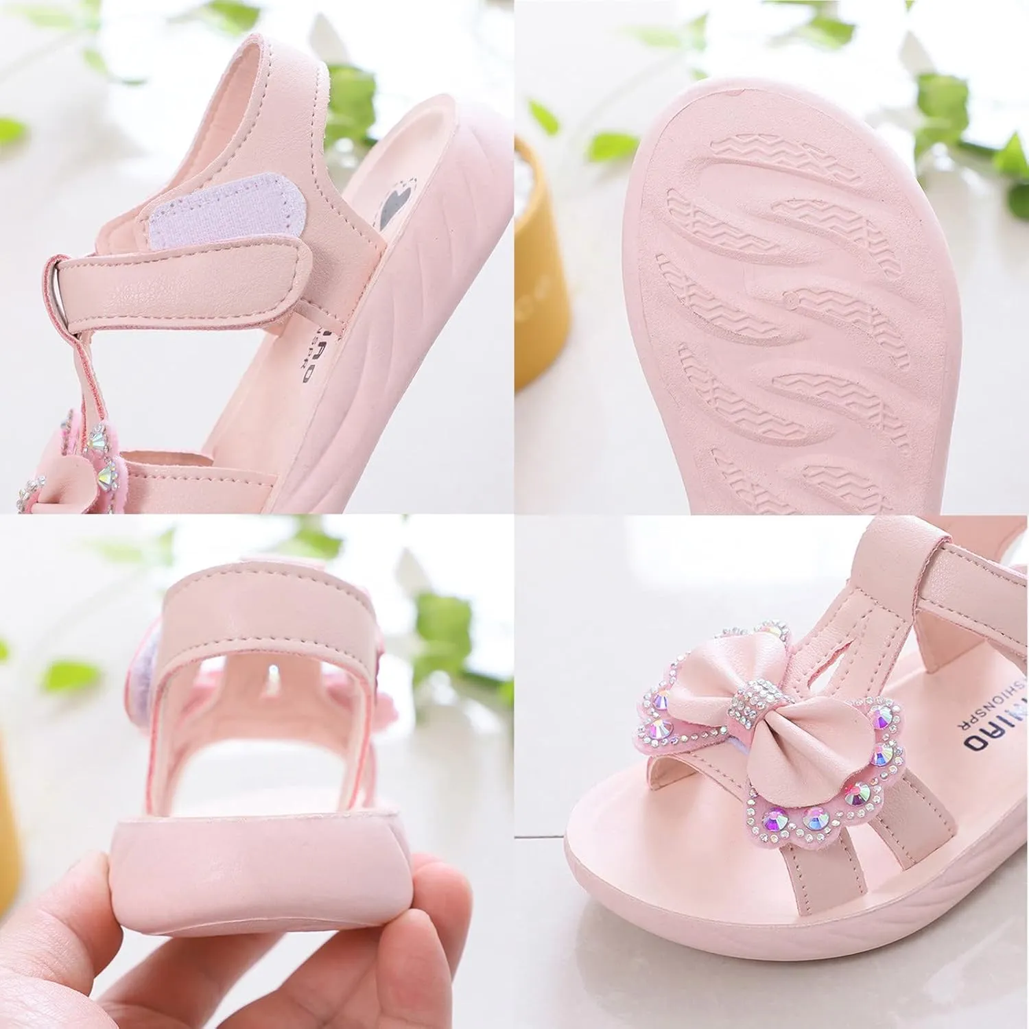 Toddler Children Girls Sandals Bow School Dress Shoes Close Back Round Toe Anti-Slip Platform Flat Sandal