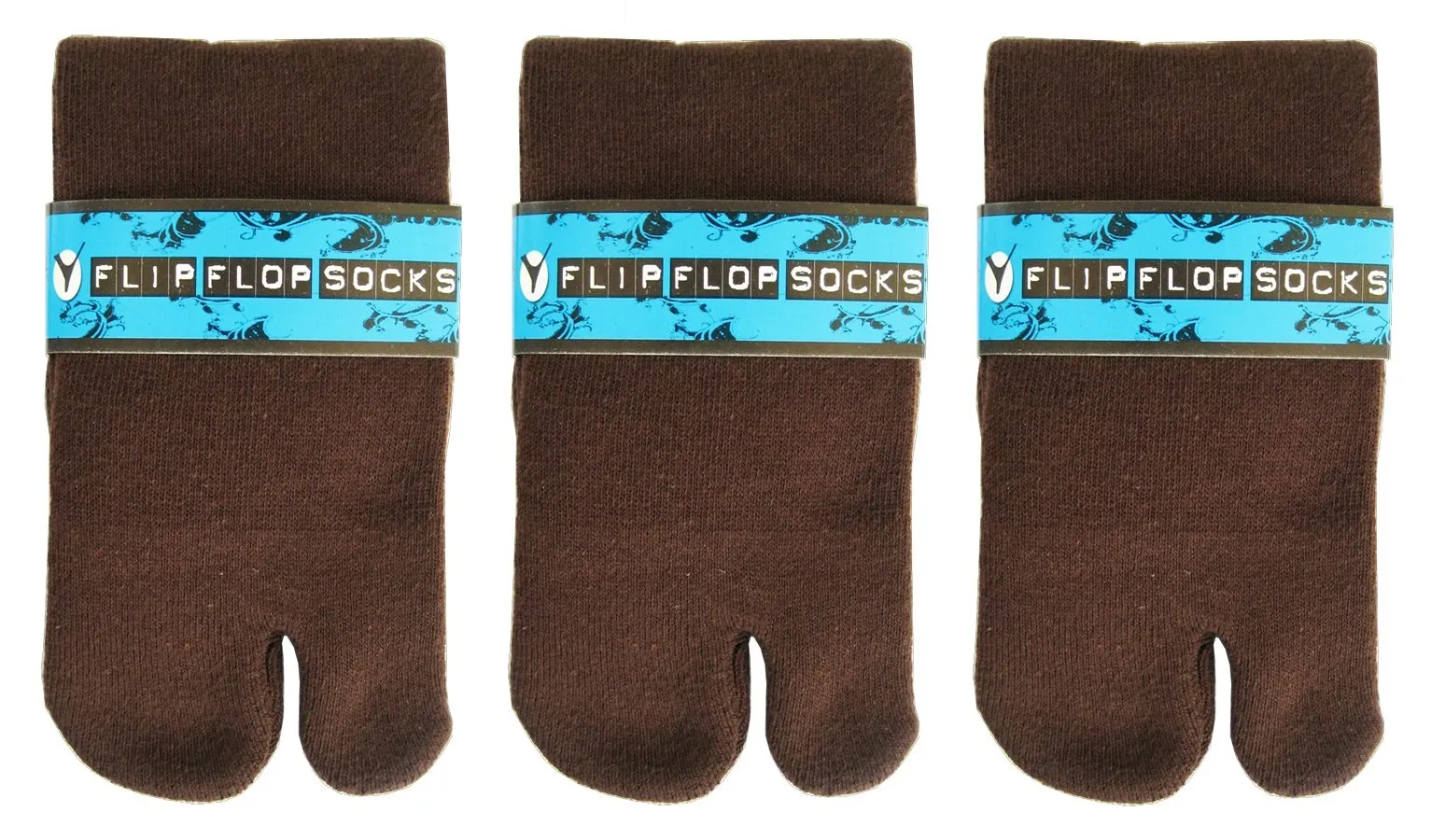 V-Toe Split Toe Ankle Tabi 3 Pairs Thicker Warm Styles Athletic or Casual - Brown