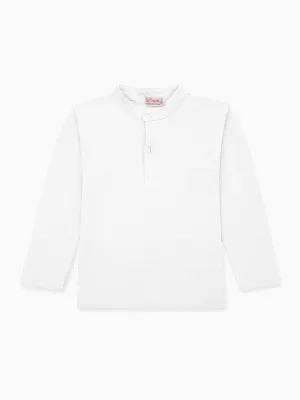 White Alcomo Long Sleeve Boy Polo Shirt