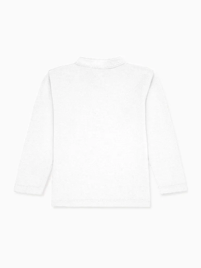 White Alcomo Long Sleeve Boy Polo Shirt