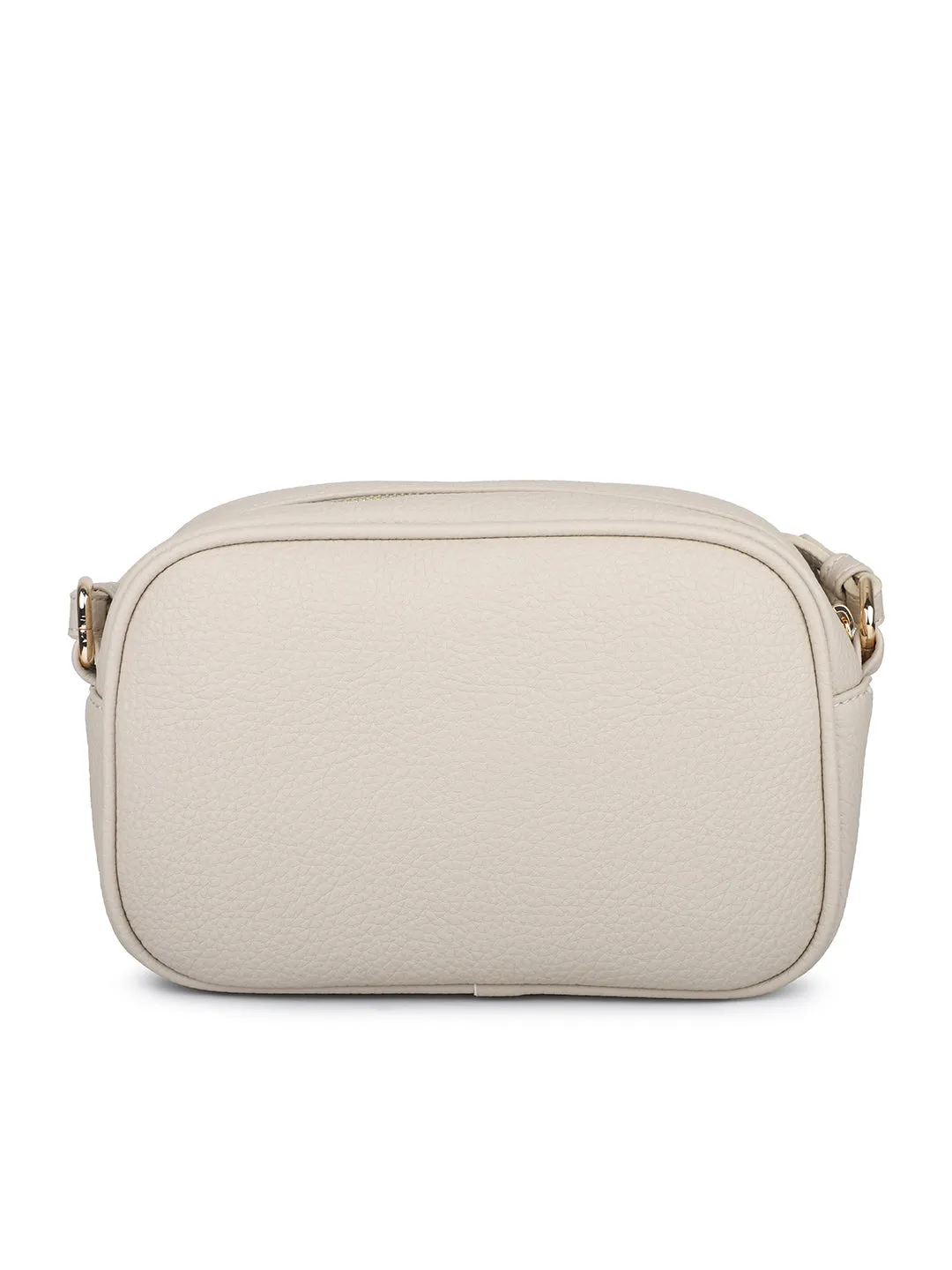 Women Off White Structured Sling Bag